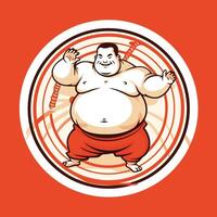 Fat man in red sportswear element illustration of a fat man vector