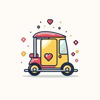 Tuk tuk car with heart shape icon element illustration vector