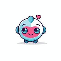 Cute kawaii alien with heart eyes illustration vector