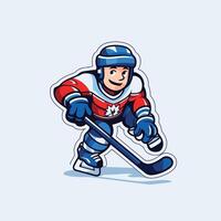 Ice hockey player with the stick and puck element illustration in cartoon style vector