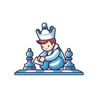 Chess player cartoon icon illustration of chess player playing chess vector
