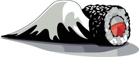 Black Sesame Sushi Roll with Tuna vector