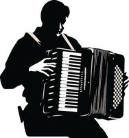 Silhouette of a Musician Playing Accordion vector