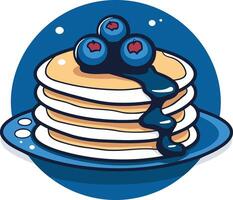 Stack of Pancakes with Blueberries and Syrup vector