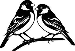 Two Birds Perched on a Branch vector