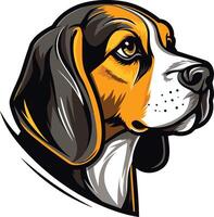 A bold and colorful illustration of a beagle dog head, perfect for branding, merchandise, or pet related designs vector