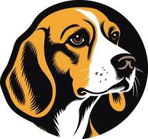 A bold, graphic illustration of a beagle's head, perfect for dog related brands, websites, or pet products vector
