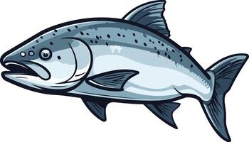 A cartoon illustration of a salmon, perfect for use in seafood menus, fishing designs, and more vector