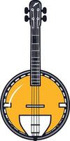 A simple, clean illustration of a banjo, perfect for use in music related projects, social media, or as a logo vector