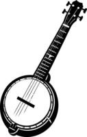 A simple yet striking silhouette of a banjo, perfect for music related designs, logos, and illustrations vector