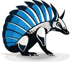 Stylized illustration of a unique creature with a blue and white patterned back, perfect for mascot or logo design vector