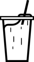 Simple line drawing of a refreshing drink with a straw vector