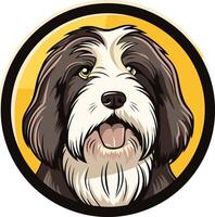 A friendly, cartoon illustration of a bearded collie dog with a playful expression vector