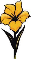A vibrant yellow flower with black stems and green leaves, perfect for creating spring or nature themed designs vector
