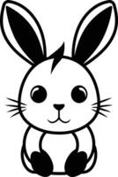 Cute cartoon bunny rabbit in a simple black and white design, perfect for children's books, illustrations, and branding vector