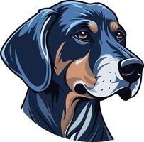 A close up illustration of a dog's head, capturing its soulful expression and loyalty vector