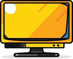 A cartoon illustration of a yellow television set with a blank screen, perfect for adding your own text or image vector