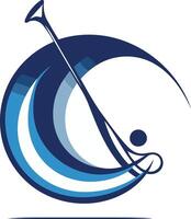 Abstract logo design with a wave and a paddle, symbolizing water sports and adventure vector