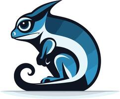 A bold, cartoon style chameleon logo in blue and black, perfect for branding or mascot design vector