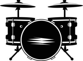 Simple black and white illustration of a drum set, perfect for music related projects vector