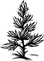 Simple black and white silhouette of a coniferous tree, perfect for minimalist designs, nature inspired illustrations, and botanical themes vector