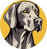 Weimaraner Dog Portrait with Yellow Background vector
