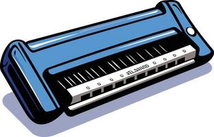 Blue Harmonica with a White Mouthpiece vector