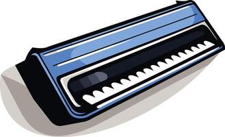 Blue and Black Keyboard with White Keys vector