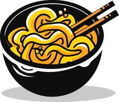Bowl of Noodles with Chopsticks vector