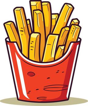 dibujos animados ilustración de un rojo caja de francés papas fritas vector