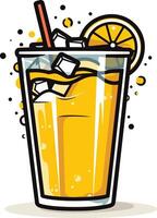 Refreshing Orange Juice with Ice and Lemon Slice vector