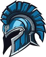 Spartan Helmet Illustration with Blue and Gray Color Scheme vector