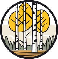 Birch Trees in a Circular Illustration vector