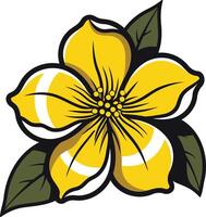 Yellow Flower with Green Leaves vector