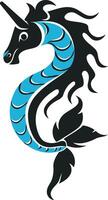 Seahorse with Unicorn Horn Aquatic Fantasy vector