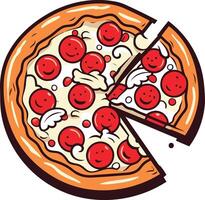 Pepperoni Pizza with a Missing Slice vector