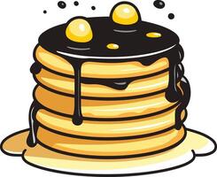Stack of Delicious Pancakes with Chocolate Drizzle vector