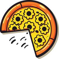 Cartoon Pizza with a Missing Slice vector