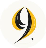 Abstract Number Nine in Black and Yellow vector