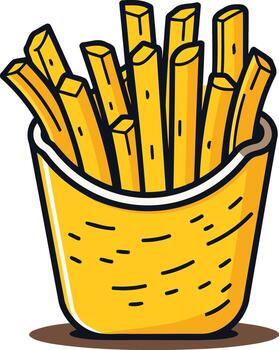 dibujos animados ilustración de un francés papas fritas envase vector
