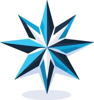 Abstract blue and white eight pointed star logo with a subtle drop shadow, perfect for branding and design projects vector