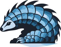 A stylized blue pangolin with sharp scales, perfect for gaming, tech, or nature themed branding vector