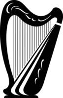 A simple yet elegant black and white illustration of a harp, perfect for music related projects, websites, or designs vector