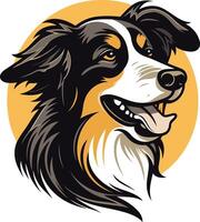 A friendly, cartoon-style border collie head, perfect for branding or pet-related projects vector