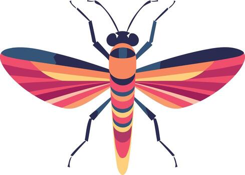 un vibrante y resumen ilustración de un libélula con negrita colores y geométrico patrones vector