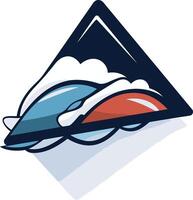 Modern, abstract logo design featuring a wave and a red circle within a triangle vector