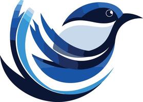 Abstract blue bird logo design, perfect for nature-inspired businesses, eco-friendly brands, or companies focusing on freedom and flight vector