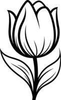 Simple black and white illustration of a stylized tulip vector