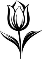 A simple, elegant black and white illustration of a single tulip vector