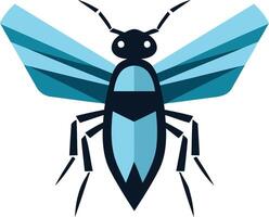 Modern geometric insect logo design with blue and black color scheme vector